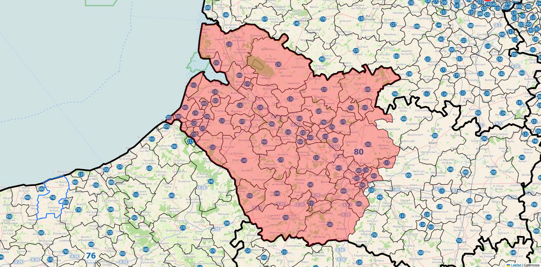 Accueil : carte de zone d'intervention